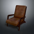 Stylish Brown Leather Armchair With Wooden Frame For Comfortable Living Room