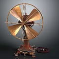 Vintage Brass Table Fan With Ornate Base And Metal Blades