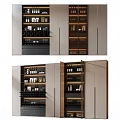 Modern Wine Cabinet Design With Glass Doors LED Lighting And Wine Glass Storage