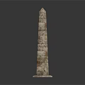 Stone Obelisk Decorative Structure With Stacked Stone Blocks And Square Base 3d model