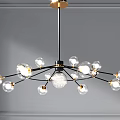 Modern Pendant Lights Design With Circular Rings Multiple Layers Spherical Bulbs And Gray Wall 3d model