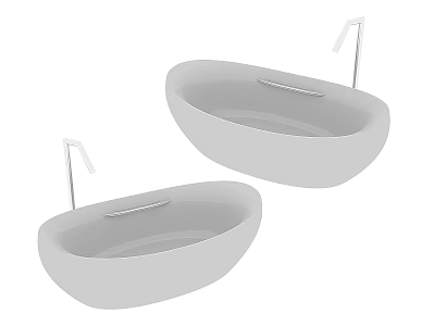 Two White Modern Free Standing Oval Bathtubs With Sleek Faucets Design 3d model Two White Modern Free Standing Oval Bathtubs With Sleek Faucets Design 3d model