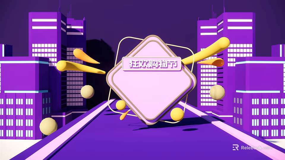Carnival Shopping Festival Online E-commerce Event With Urban Cityscape And Decorative Elements 3d model 