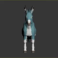 Turquoise Donkey Low Poly 3D Model With White Underbelly Legs Brown Ears Gray Background