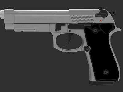 Silver Pistol With Black Grip And Ergonomic Design For Tactical Use 3d model