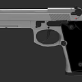 Silver Pistol With Black Grip And Ergonomic Design For Tactical Use