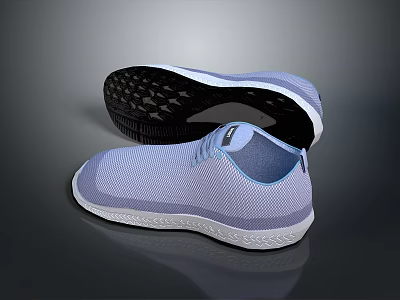 Light Blue Knitted Casual Shoes With Comfortable Black Textured Sole For Daily Wear 3d model