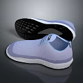 Light Blue Knitted Casual Shoes With Comfortable Black Textured Sole For Daily Wear