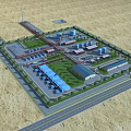 Aerial View Plan of Industrial Complex With Multiple Buildings Roads Green Areas and Storage Facilities