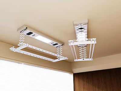 Ceiling Mounted Electric Clothes Hanger With LED Light And Metal Frame 3d model