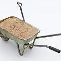 Rusty Wheelbarrow Loaded With Sand And Shovel For Construction Work 3d model