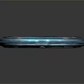 Futuristic Sci Fi Landscape With Blue Circular Device And Orange Glowing Rings