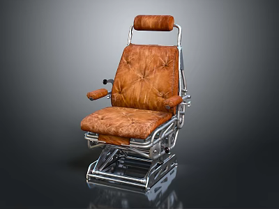Brown Leather Tufted Armchair With Chrome Metal Frame And Comfortable Design 3d model
