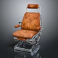 Brown Leather Tufted Armchair With Chrome Metal Frame And Comfortable Design