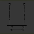 Black Metal Hanging Shelf With Grid Design And Chain For Home Storage