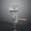 Manual Metal Food Grinder With Wooden Handle And Table Clamp For Kitchen Use