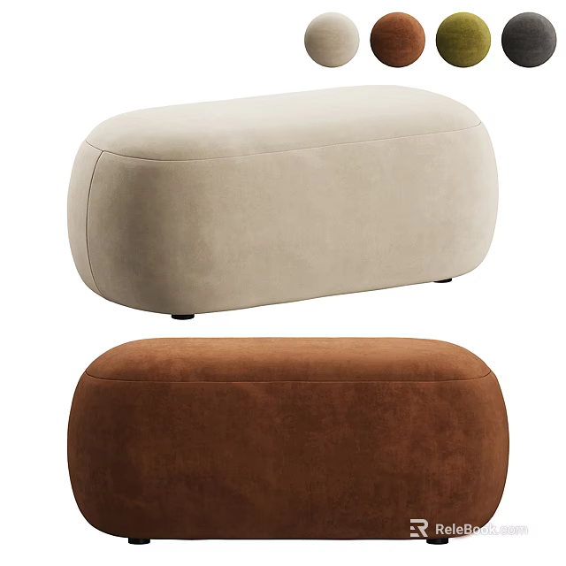 Two Oval Ottomans In Different Neutral Colors 3d model 