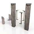 Ancient Stone Columns And Classical Pillar Fragments In Various Sizes 3d model