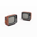 Two Vintage Televisions with Wooden Cases and Antennas on White Background