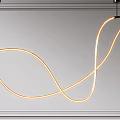 Modern Curved Pendant Lights with Sleek Metallic Frame LED Light Strips and Minimalist Wall Background