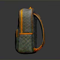 Stylish Blue Green Gradient Backpack With Orange Accents Diamond Quilted Pattern And Front Pocket 3d model