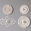 White Decorative Ceiling Medallions with Ornate Patterns for Lighting Fixture Decoration