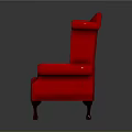 Red Leather Lazy Sofa with Tufted Design and Sturdy Wooden Legs