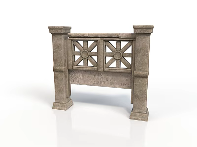 Classical Carved Stone Sculpture Featuring Symmetrical Floral Patterns And Decorative Columns 3d model