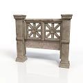 Classical Carved Stone Sculpture Featuring Symmetrical Floral Patterns And Decorative Columns