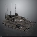 Military Tank With Multiple Antennas Long Gun Barrel Metallic Tracks And Camouflage Design