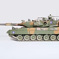 Detailed Military Tank Model With Camouflage Paint Long Gun Barrel And Metal Tracks