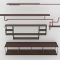 Modern Wooden Storage Furniture With Wall Mounted Shelves And Metal Frame Designs