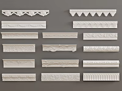 Ornate Gypsum Moldings Collection With Various Styles And Patterns For Home Interior Decoration 3d model
