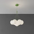 Modern Green Chandelier With White Spherical Shades And Minimalist Design