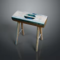 Rustic Wooden Stool With Square Seat Featuring Carved Open Bowl And Four Legs Design