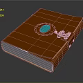 Vintage Brown Leather Book With Green Circular Decoration And Metal Clasp