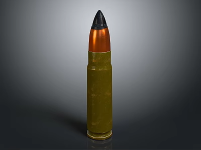 Detailed Weapon Bullet With Green Casing Black Tip And Orange Section 3d model