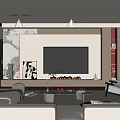 Modern Living Room Interior Design With Large TV Sofa Coffee Table Rocking Chair And Decorative Painting
