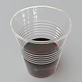 Transparent Plastic Cup with Ripple Design Containing Dark Red Liquid on Gray Background