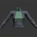 Modern Gray Long Sleeved Top Featuring Green Collar And Panel Design 3d model
