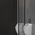 Modern Public Restroom Interior With Three Washbasins Mirrors And Green Plant