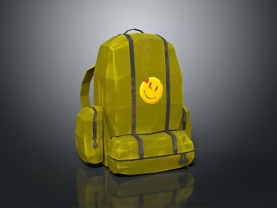 Yellow Backpack with Smiley Face Design for Daily Use and Everyday Activities 3d model