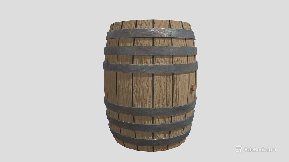 Cartoon Scene With Vintage Wooden Barrel And Metal Hoops Detailed Texture Design 3d model 