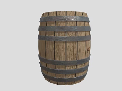 Cartoon Scene With Vintage Wooden Barrel And Metal Hoops Detailed Texture Design 3d model