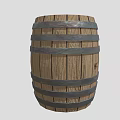 Cartoon Scene With Vintage Wooden Barrel And Metal Hoops Detailed Texture Design