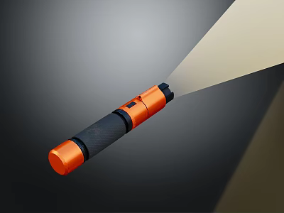 Public Facility Emergency Flashlight With Orange Black Design And Bright Beam 3d model