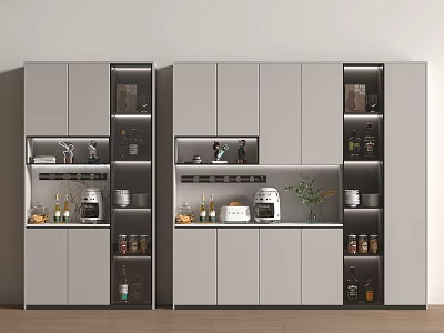 Luxury Modern Wine Cabinet Design with Glass Doors Wine Storage Space and Decorative Items 3d model