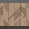 Modern Wooden Background Wall With Herringbone Pattern And Built In Lighting Detail
