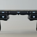 Elegant Black Desk With Silver Accents Butterfly Decor Drawers And Curved Legs