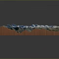 Detailed 3D Mountain Terrain Model With Blue Water Areas And Wooden Base